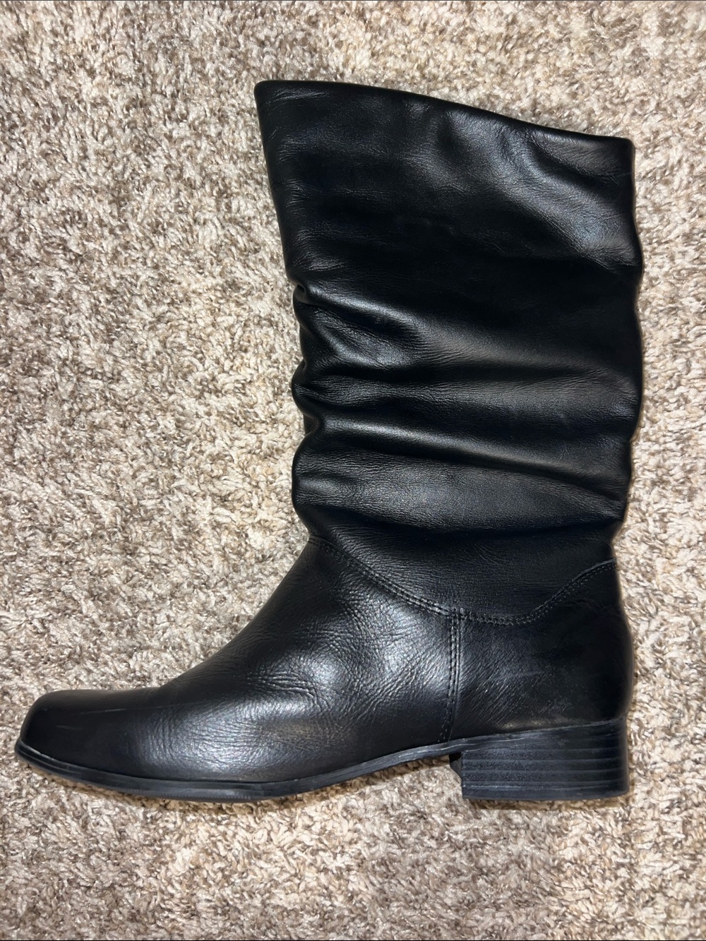 St John’s Bay Genuine Leather!! Cute Black Moto Slouch Boot – Mid-Calf size 9 - Picture 7 of 11